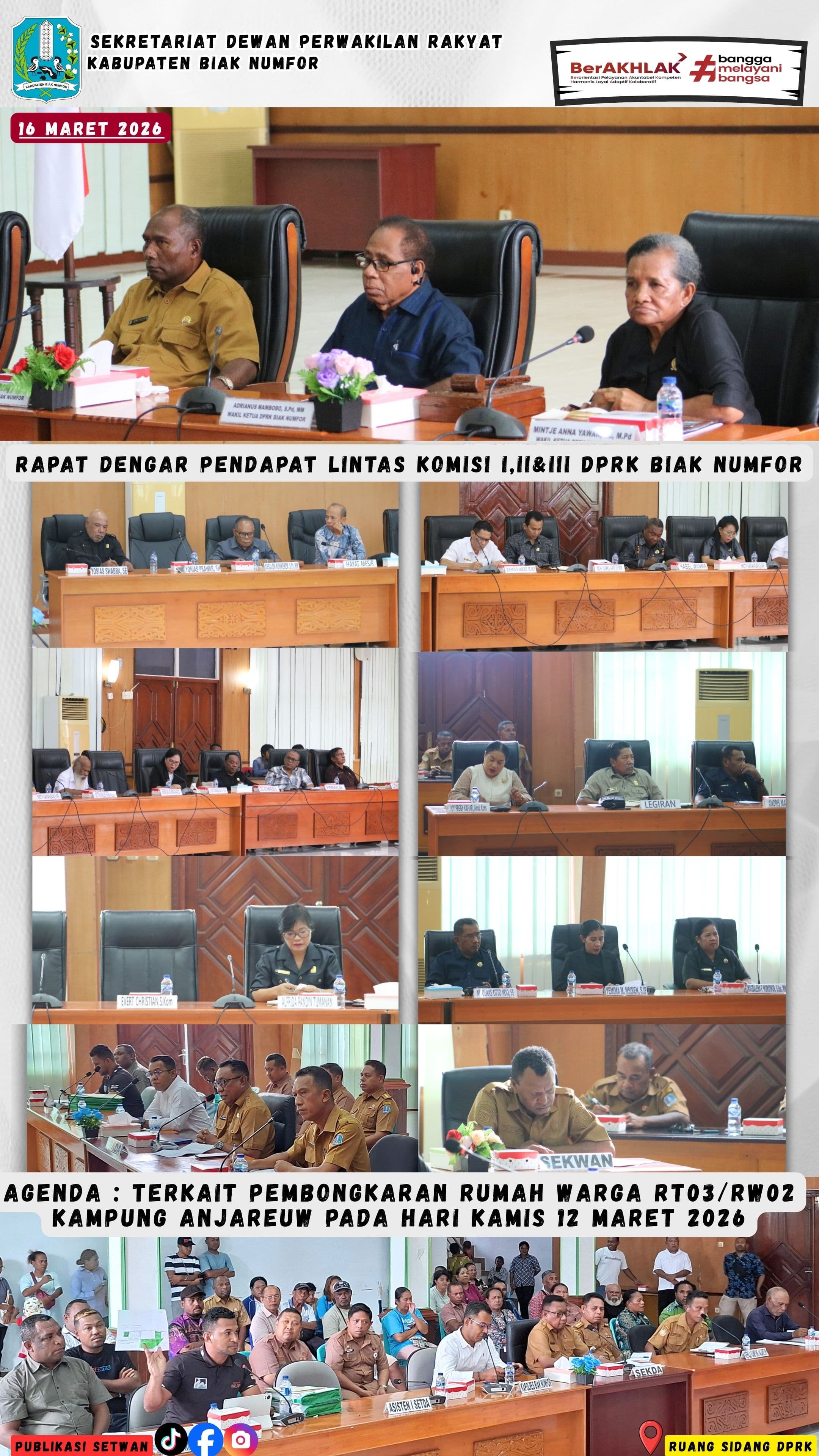 Rapat RDP Lintas Komisi I,II dan III DPRK Biak Numfor