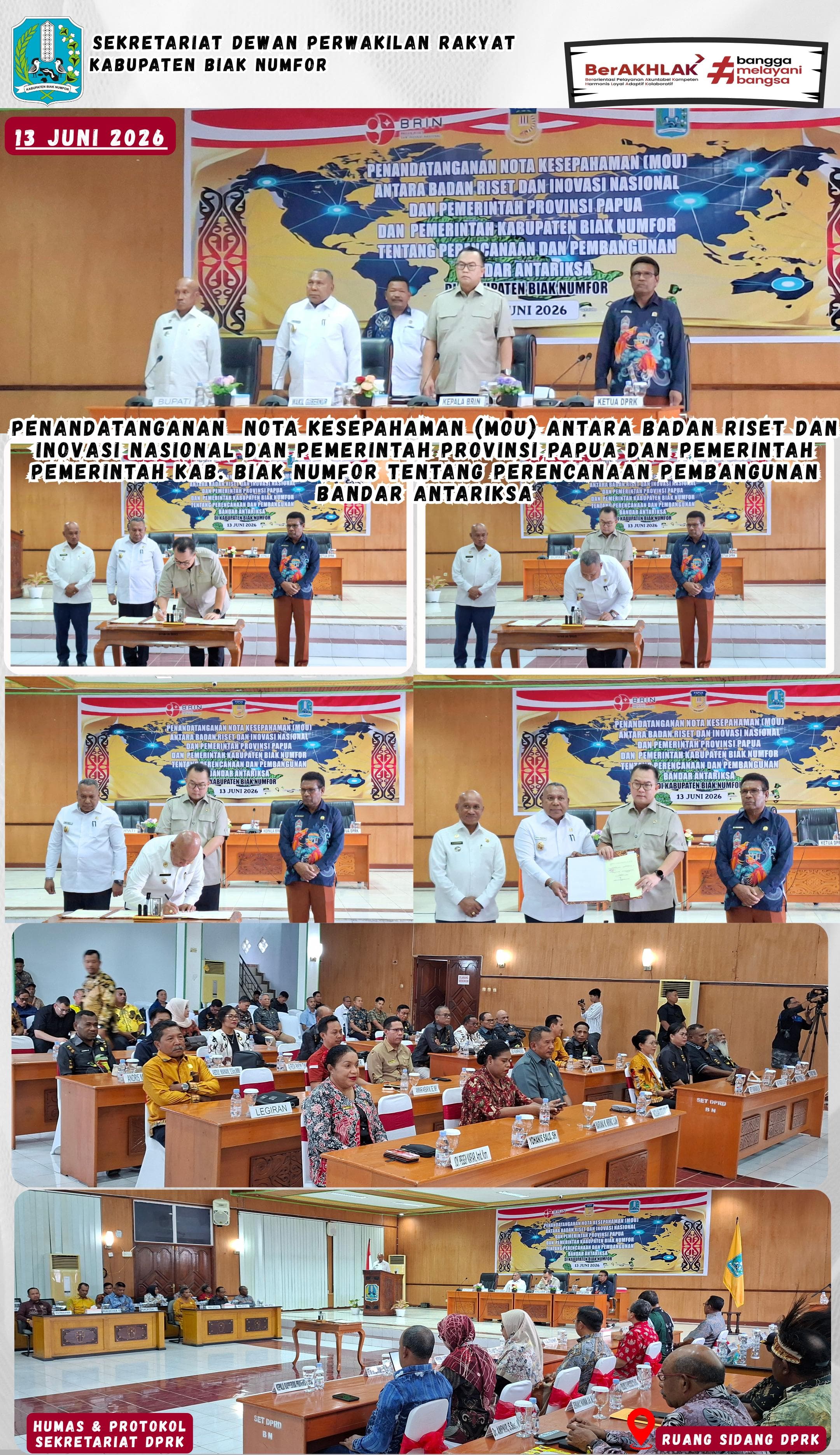 MOU ANTARA BADAN RISET INOVASI NASIONAL DAN PEMPROV PAPUA DAN PEMDA BIAK NUMFOR