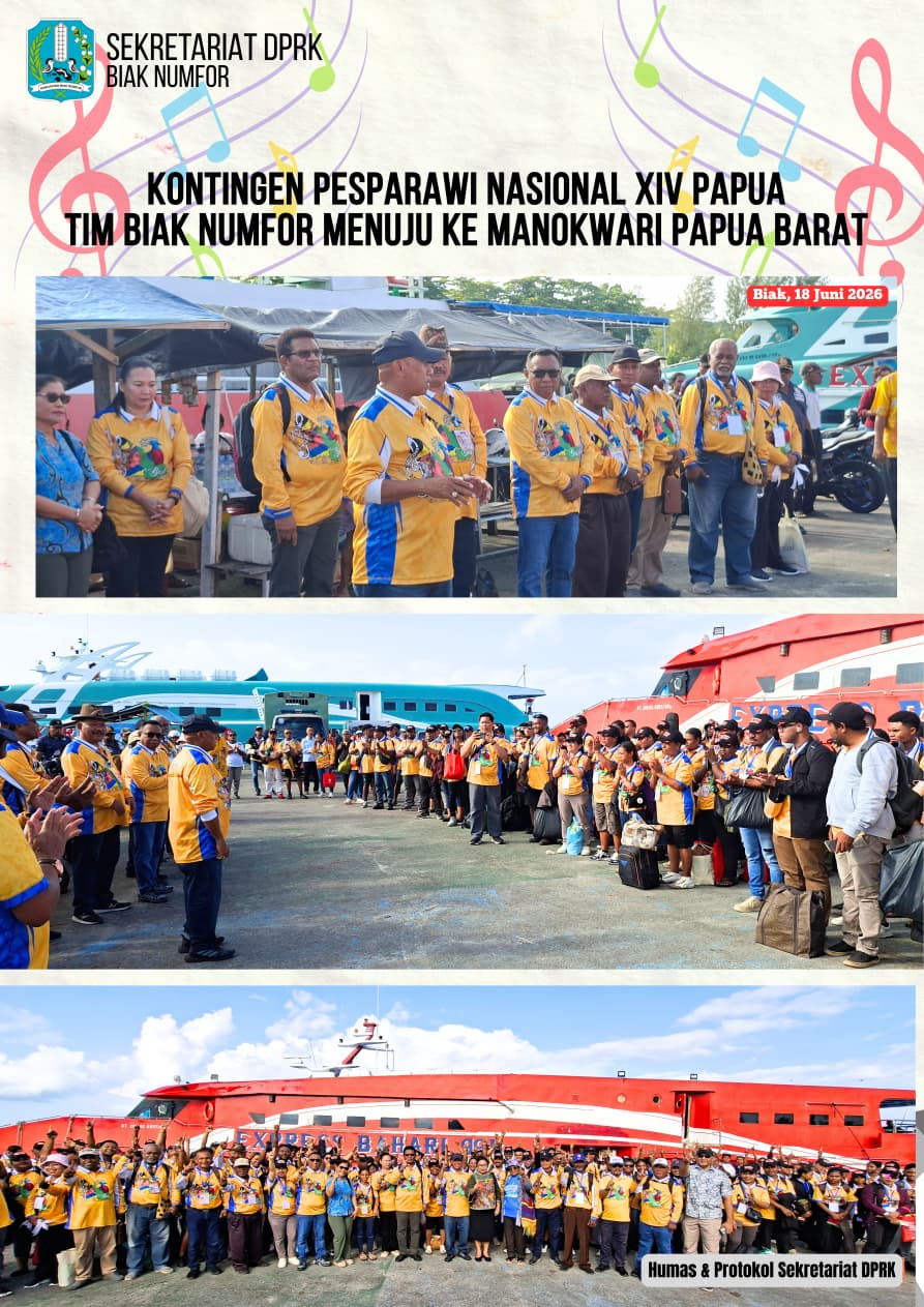 KONTINGEN PESPARAWI NASIONAL XIV PAPUA TIM BIAK NUMFOR MENUJU KE MANOKWARI PAPUA BARAT