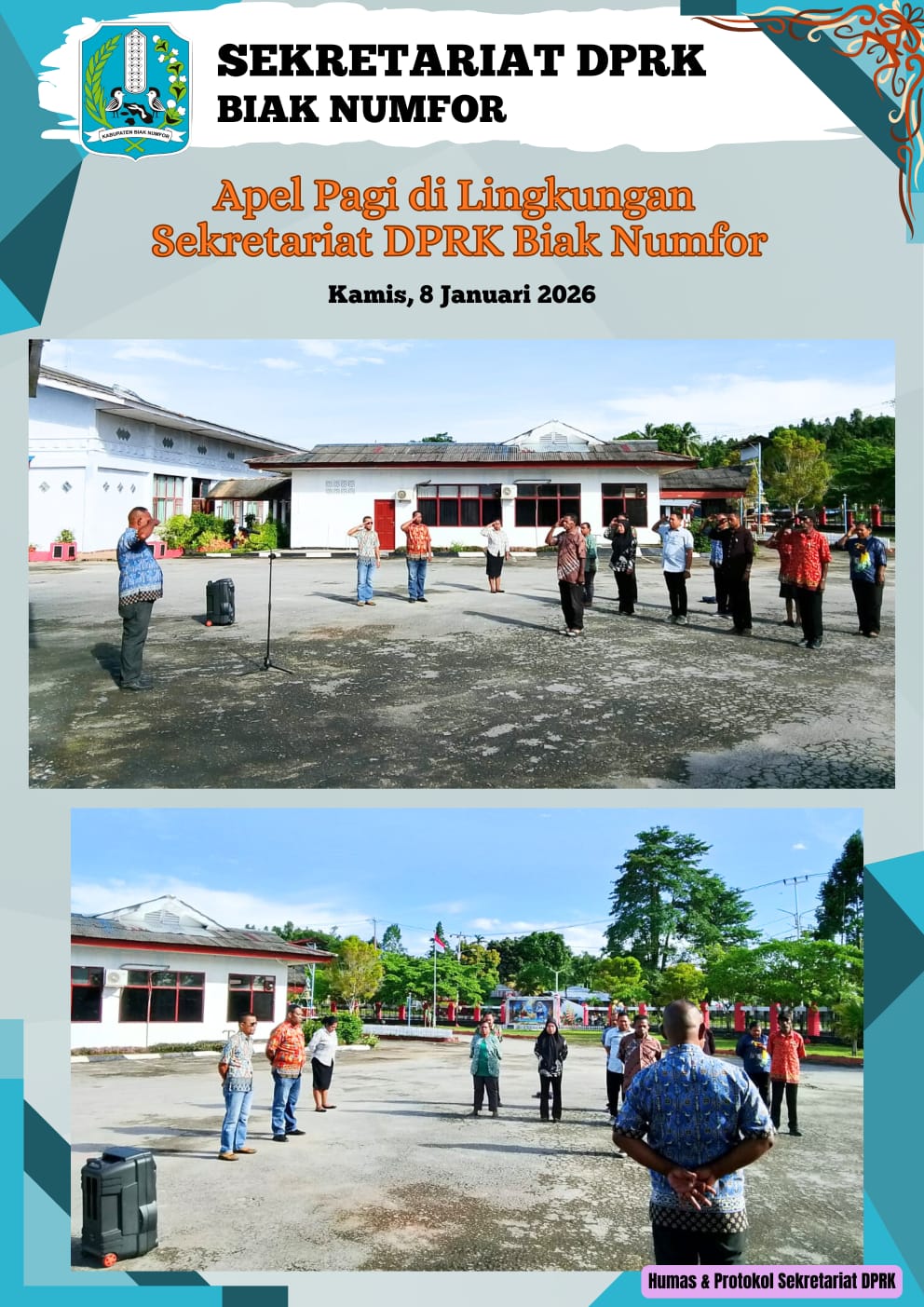 Apel pagi Di halaman Kantor Sekretariat DPRK