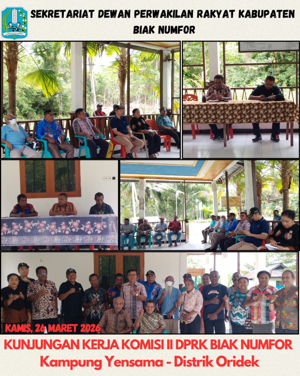 Kunjungan Kerja Komisi II DPRK Biak Numfor ke Kampung  Yensama Distrik Oridek