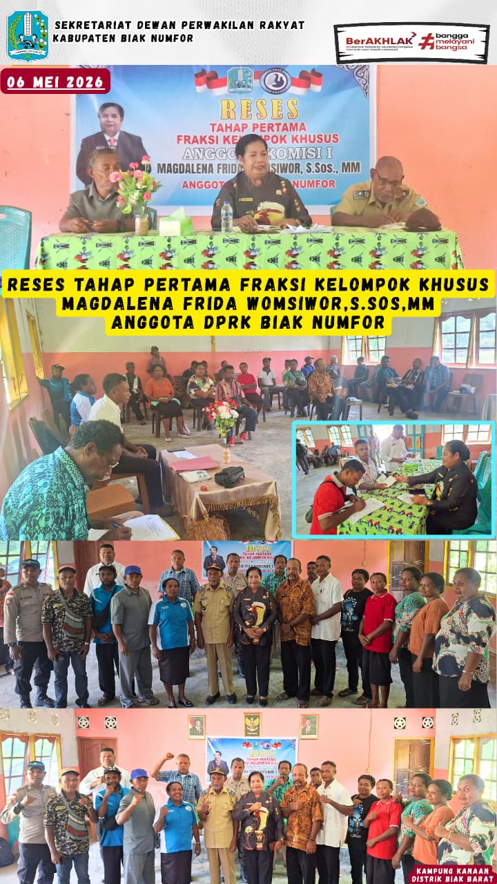 ANGGOTA DPRK BN MAGDALENA F. WOMSIWOR GELAR RESES Distrik Biak Barat kampung kananaa